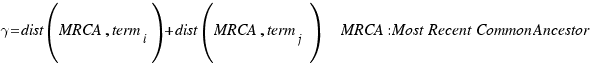 gamma=dist(MRCA, term_i )+dist(MRCA, term_j )~~~MRCA : Most Recent Common Ancestor