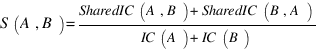 S(A,B)={SharedIC(A,B)+SharedIC(B,A)}/{IC(A)+IC(B)}